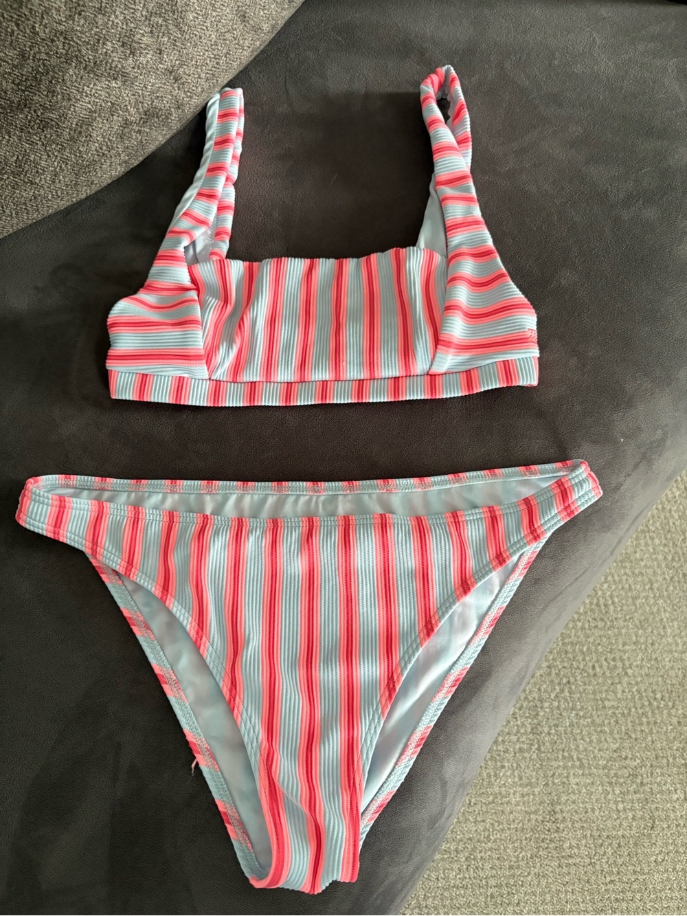 Billabong Pink and Light Blue Stripe Bikini